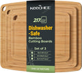 Keechee Dishwasher Safe Bamboo Cutting Boards Durable Lightweight Wood Cutting Board for Busy Kitchen, Easy Clean Wooden Chopping Boards with Juice Groove Set of 3 (L+M+S)