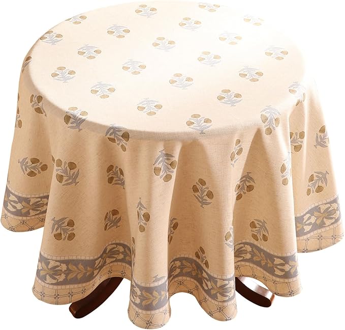 patdrea Vintage French Linen Tablecloth,Round,Diameter 55"-Istana A