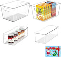 Joymeezo Set of 4 Pantry Organizers and Storage, Clear Plastic Bins(2L+2S)