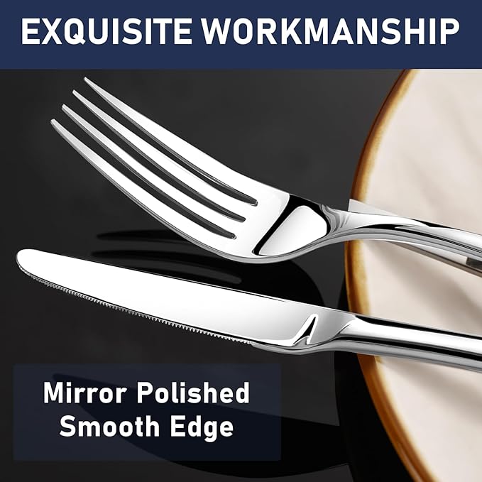 Heavy Duty Silverware Set for 6, Stainless Steel Flatware Cutlery Set