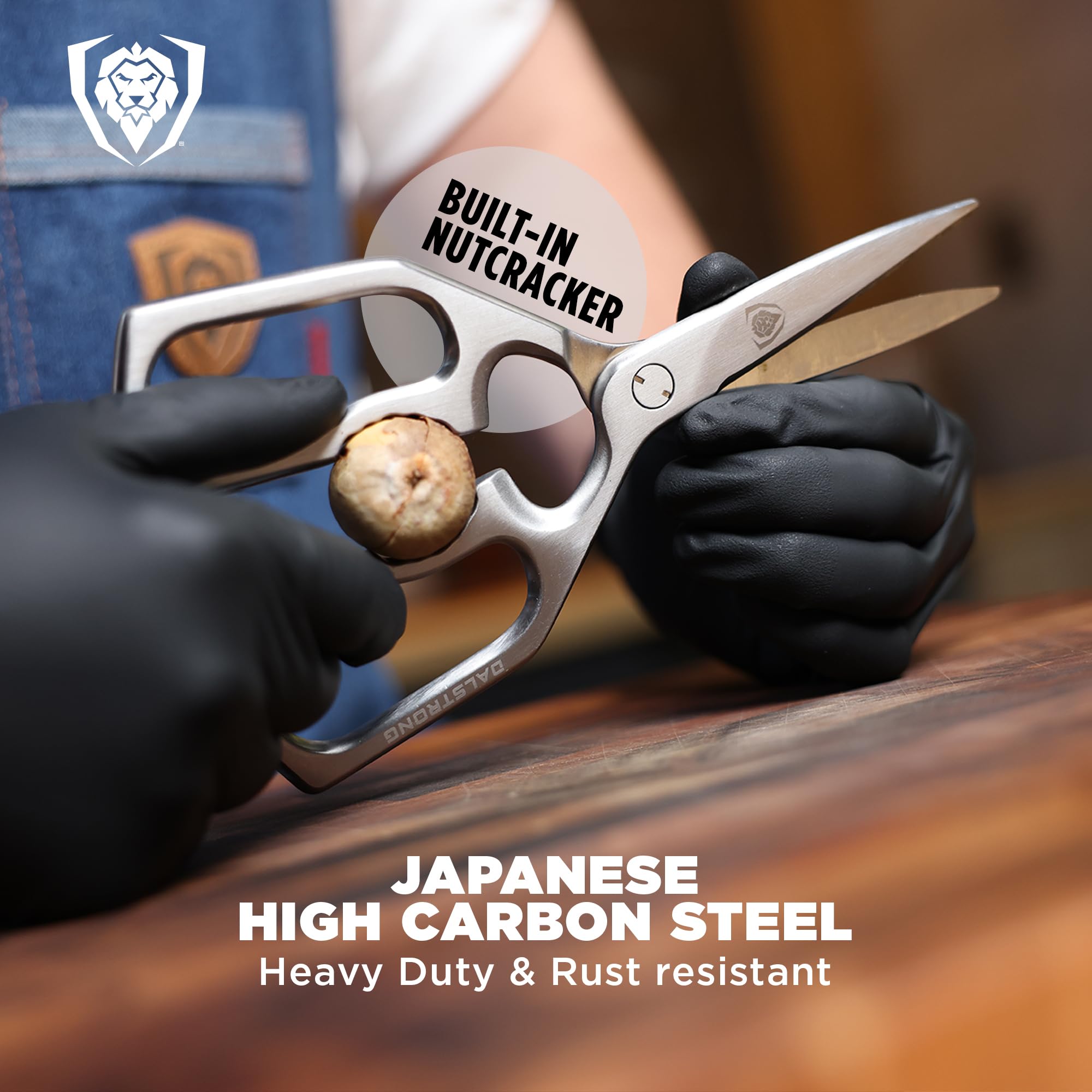 Dalstrong Kitchen Scissors — Japanese Stainless Steel Shears, Ambidextrous, Detachable for Cleaning — For Spatchcocking Chicken, Trimming Herbs, Pizza, Flatbread & Package Opening