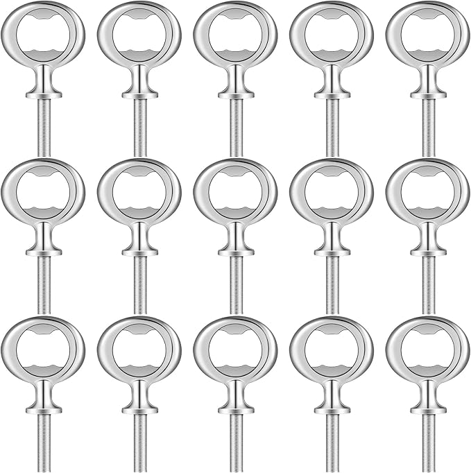Cunhill 15 Pcs Metal Bottle Opener Blank Bulk Bottle Opener Inserts Parts Pieces Kit for Wood Craft DIY Project Turning Threaded Beer Hardware Turning Wedding Wine Party Ot Month (Silver)