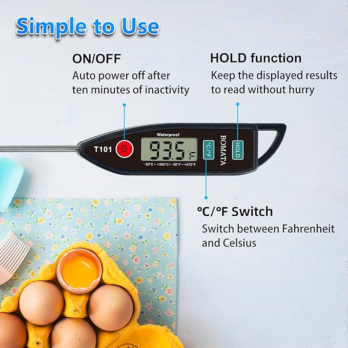 BOMATA Digital Water Thermometer for Liquid, Cooking, IPX7 Waterproof