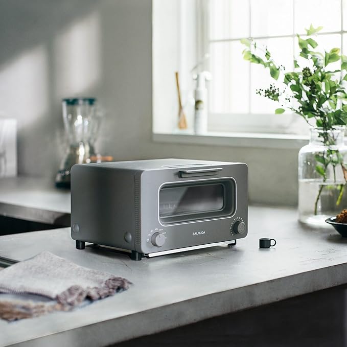 BALMUDA The Toaster | Steam Oven Toaster | Compact Size 14.1" W x 12.6" D x 8.2" H | 5 Cooking Modes: Sandwich Bread, Artisan Bread, Pizza & Pastry, Oven | Baking Pan Included | US Version | Gray