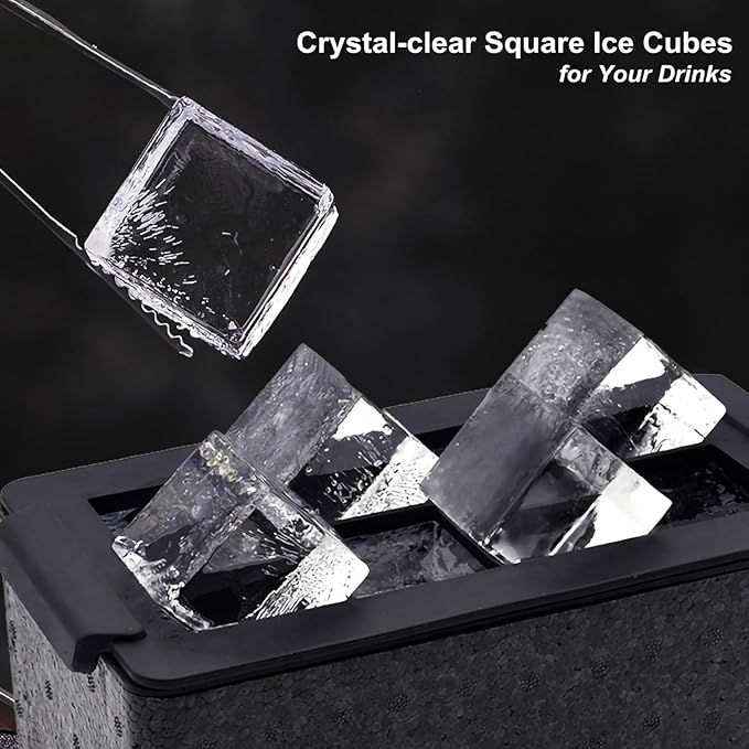 LEMONSODA Crystal Clear Ice Cube Tray, Makes 8 2 Inch Square Molds