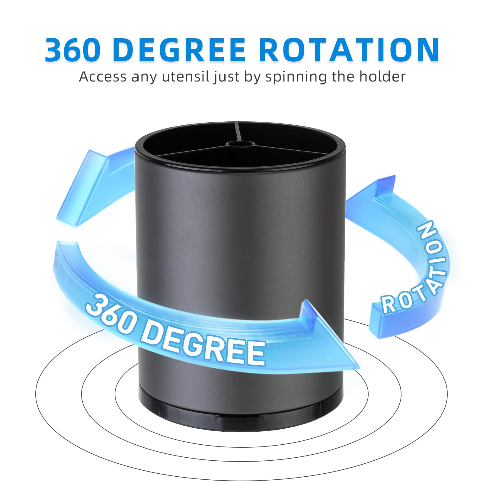 Utensil Holder,Large 360°Rotating Kitchen Utensil Holder For Counter