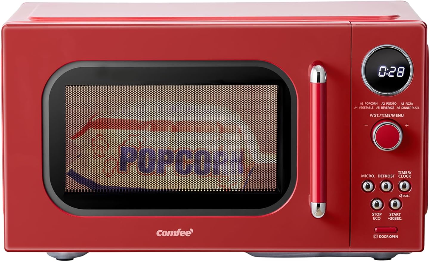 COMFEE' Retro Microwave Oven, 0.9 Cu.Ft 900W Countertop, Red