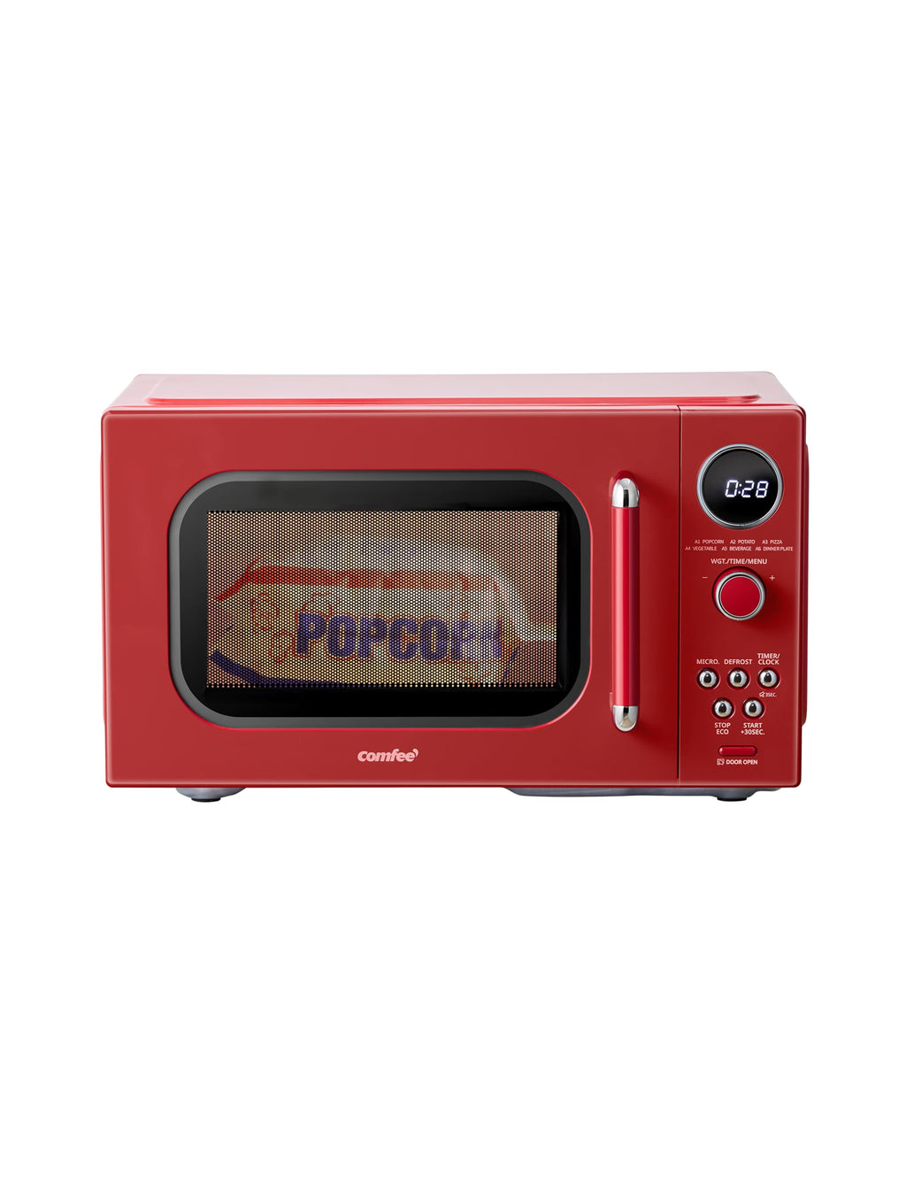 COMFEE' Retro Microwave Oven, 0.9 Cu.Ft 900W Countertop, Red
