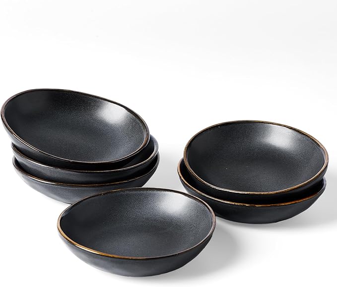 famiware Ceramic Soy Sauce Dish, 2.1oz Dipping Bowl Set of 6, Matte Black
