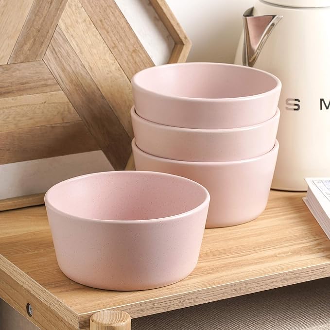 Stone Lain Albie Stoneware 32-Piece Modern Dinnerware Set, Kitchen Plates and Bowls Sets, Service for 8, Pink, Microwave & Dishwasher Safe