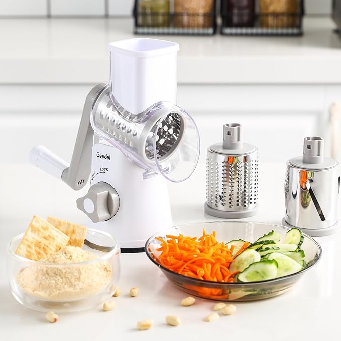 Geedel Rotary Cheese Grater Hand Crank, Cheese Shredder Vegetable Slicer