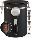 Veken Coffee Canister with Window, Airtight Stainless Steel Container, 22OZ