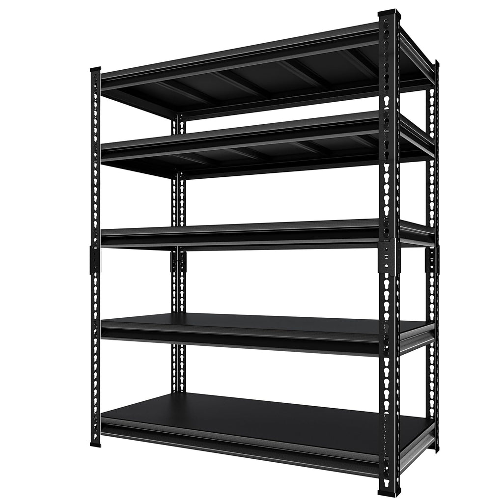 SUPPNEED Metal Storage Garage Shelving: 48'' Wide 2,500Lbs Freestanding Utility Shelves, Adjustable Heavy Duty Rack Units 5 Tier Black 48" W x 18" D x 78" H