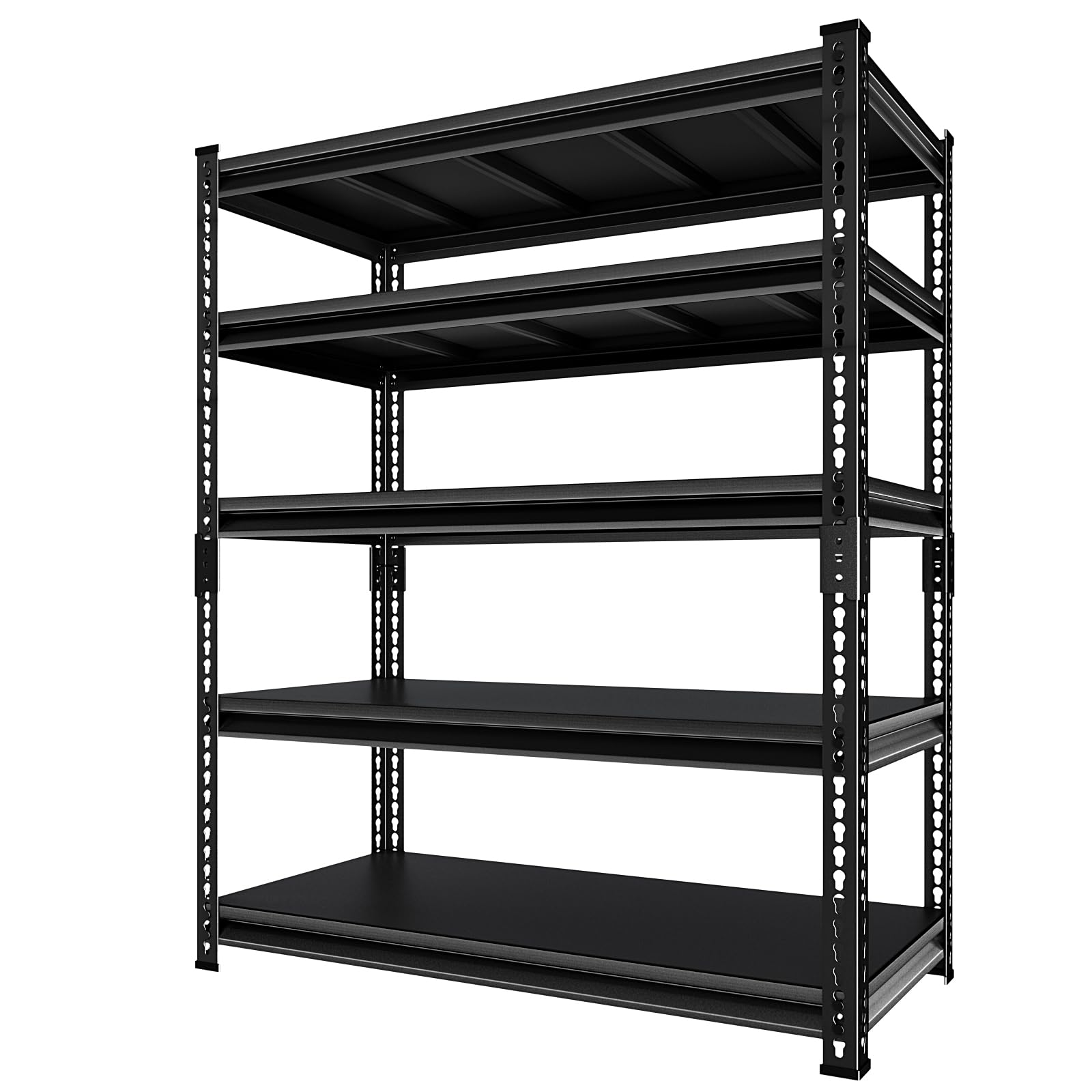 SUPPNEED Metal Storage Garage Shelving: 48'' Wide 2,500Lbs Freestanding Utility Shelves, Adjustable Heavy Duty Rack Units 5 Tier Black 48" W x 18" D x 78" H