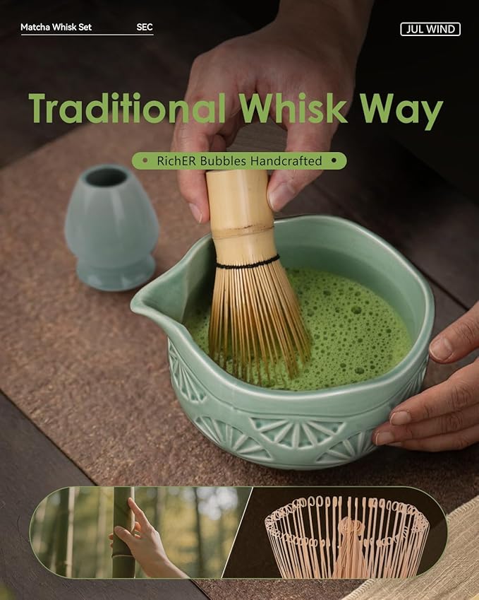 Matcha Whisk Set, Ceramic Matcha Set Includes Matcha Bowl and Matcha Whisk