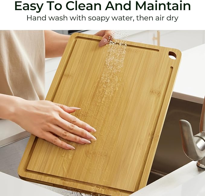 Keechee Bamboo Cutting Board, Cutting Board for Kitchen with Handles