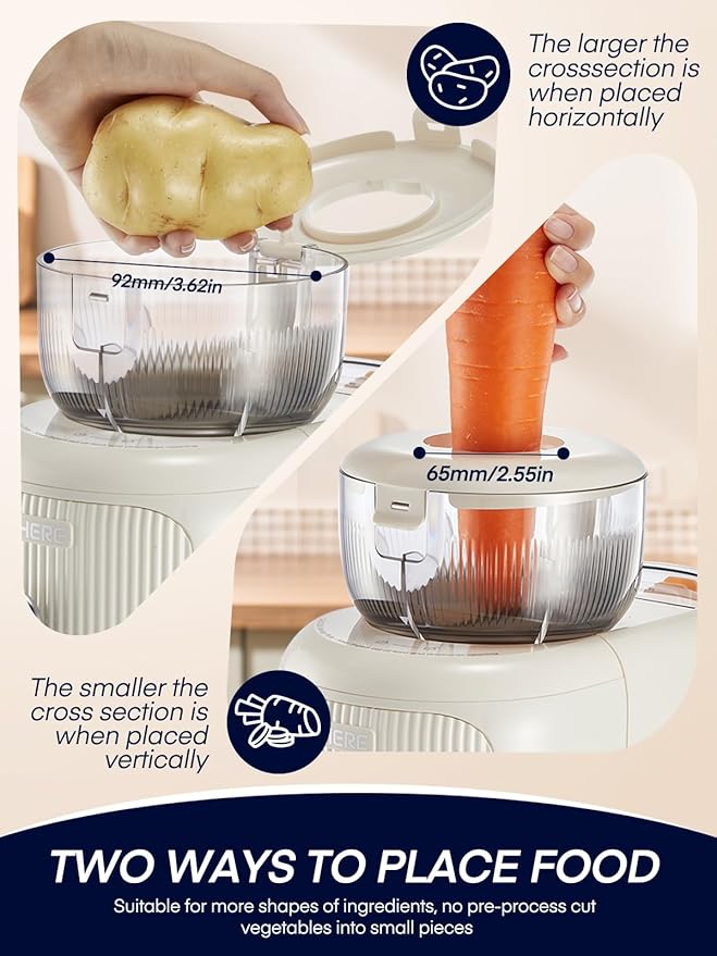 FOHERE 6 IN 1 Electric Cheese Grater Vegetable Chopper for Kitchen