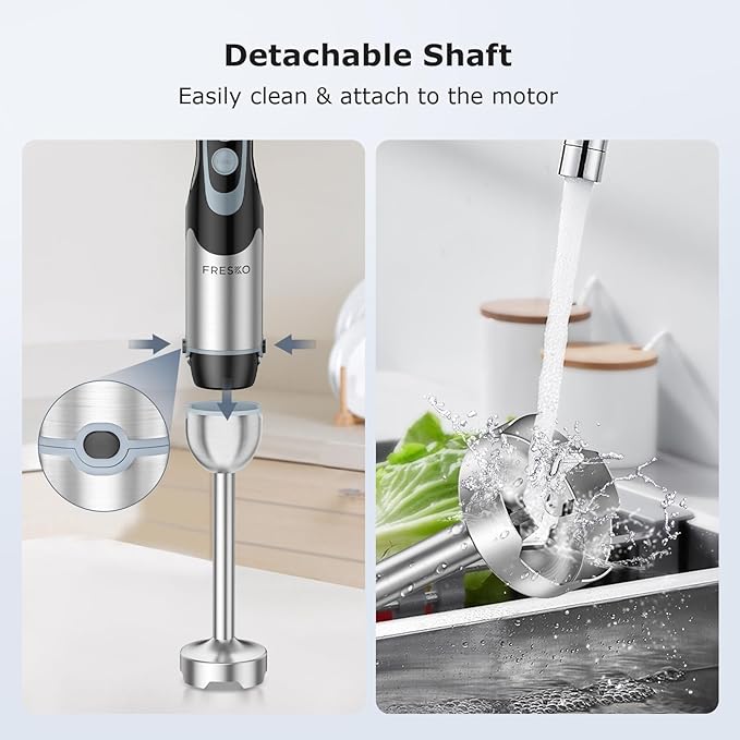 Immersion Blender Handheld, 2-In-1 Hand Blender with 12-Speeds & Turbo Mode