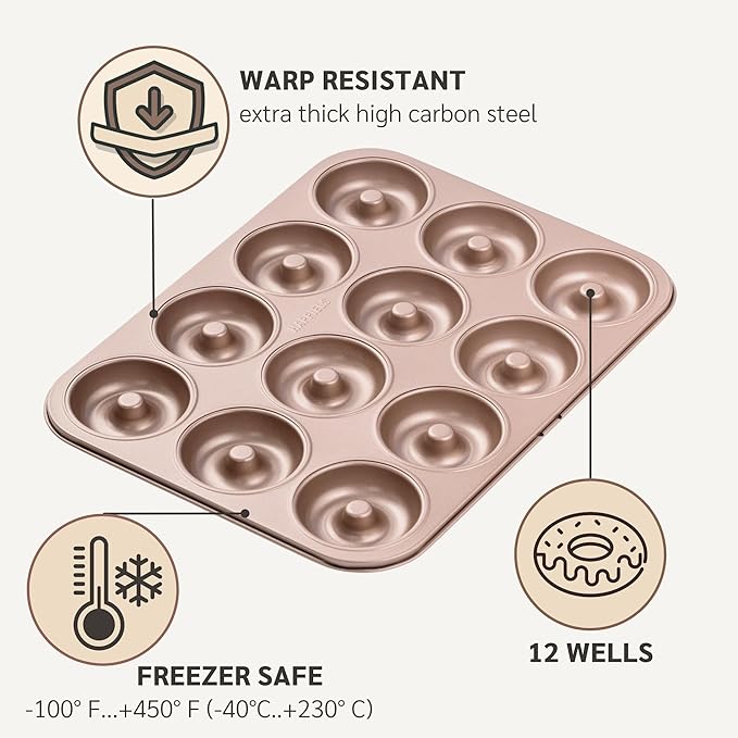 HAPPIELS 12 Well Donut Pan Nonstick, PFOA & BPA Free