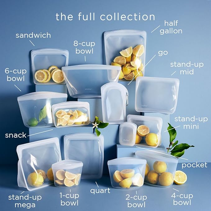 Stasher Premium Reusable Silicone Stand-Up Mini Bag, Coral, 28 oz