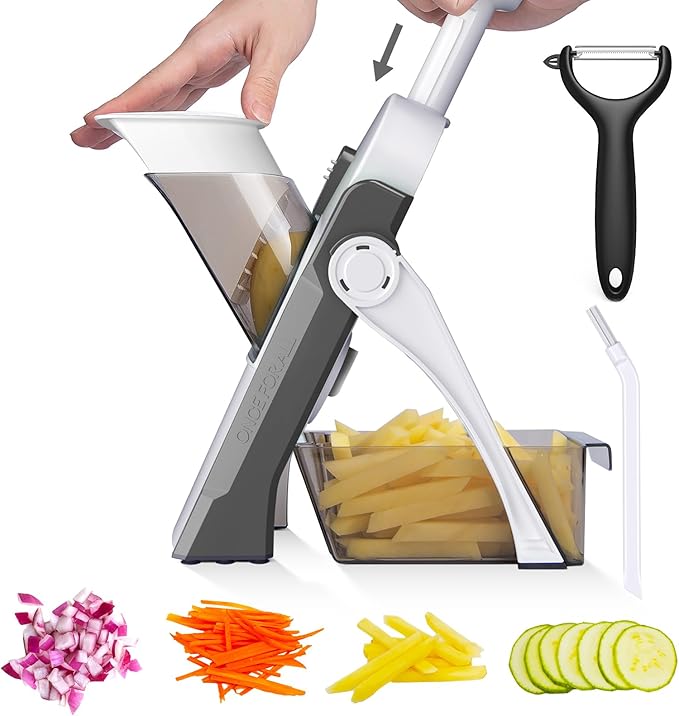 Safe Mandoline Slicer for Kitchen, 5 in 1 Vegetable Food Chopper for Potato