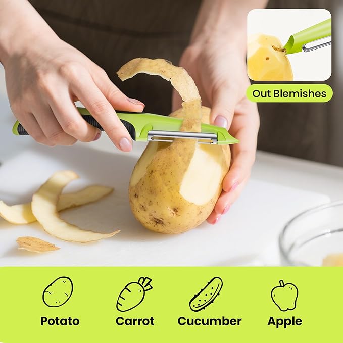 Potato Peeler, Swivel Vegetable Peeler with Non-Slip Handle,Green