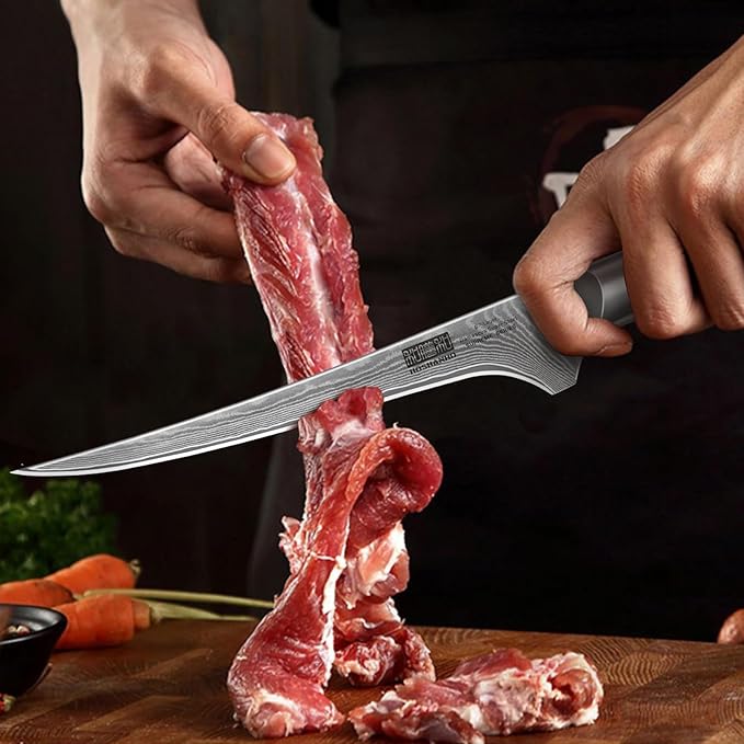 HOSHANHO Damascus Fillet Knife 7", Sharp Filet Knife for Boning Fish & Meat