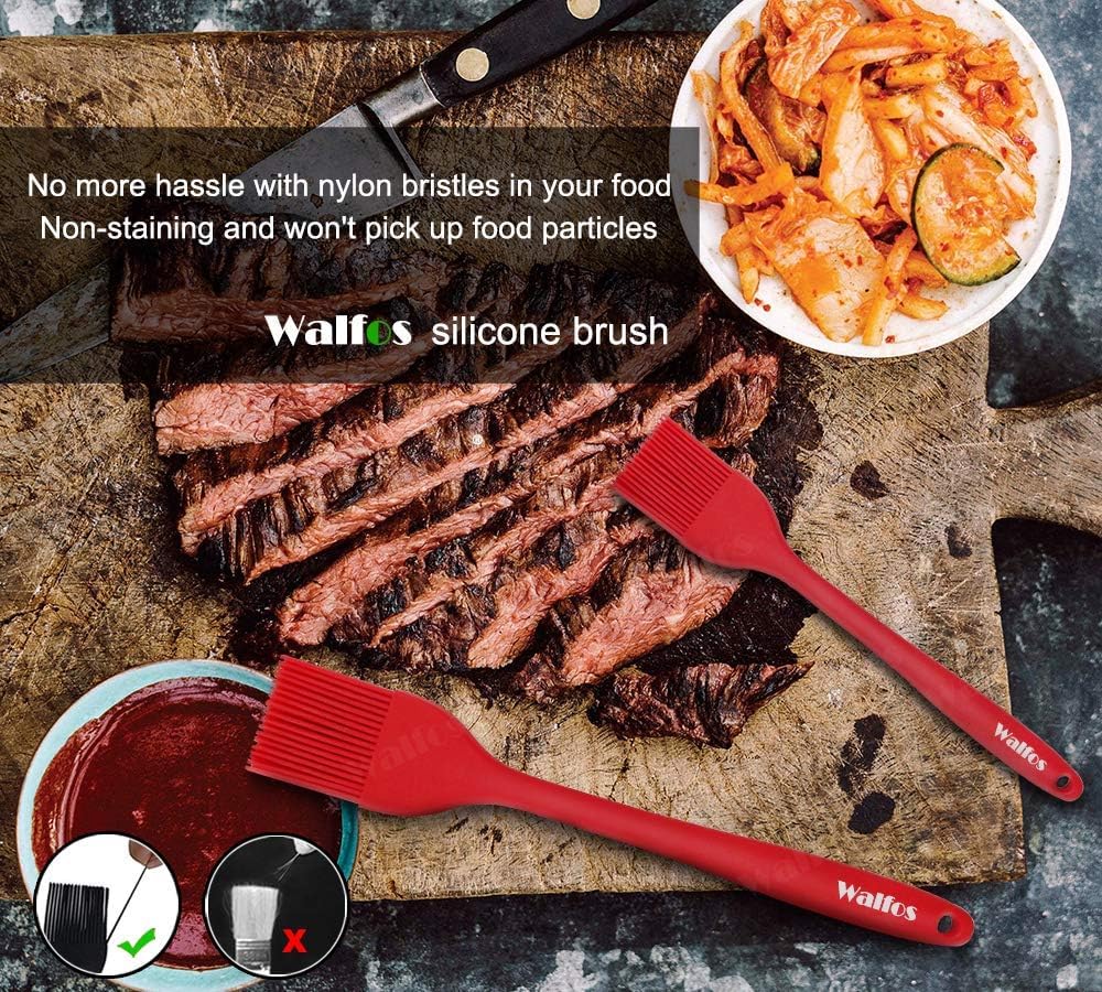 Walfos Silicone Basting Pastry Brush, 600°F Heat Resistant for BBQ Grill Baking Kitchen Cooking, BPA Free and Dishwasher safe