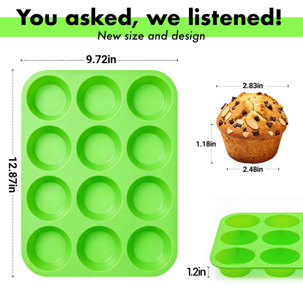 GOKCEN's Silicone Egg Bite Molds 12 Cups Silicone Muffin Pans for Baking