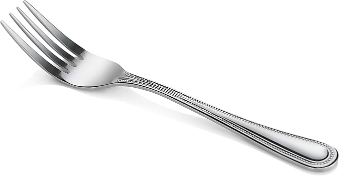 New Star Foodservice Bead Pattern 18/0 Stainless Steel Dinner Fork, 7.7-Inch, Set of 12, Commercial Grade