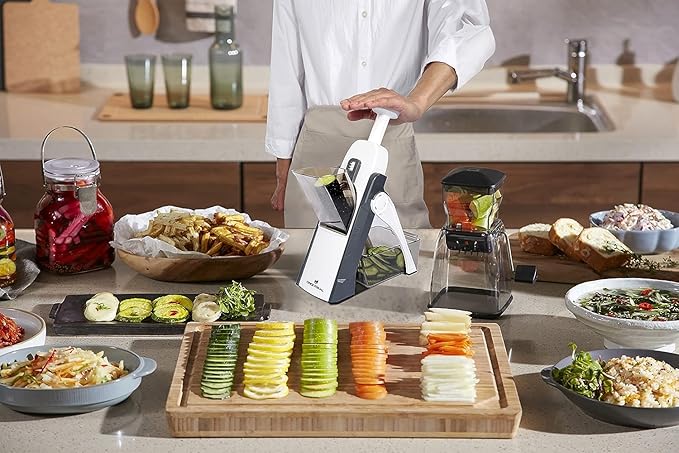 ONCE FOR ALL Safe Mandoline Slicer Kitchen, All in 1 Vegetable Slicer, Gray