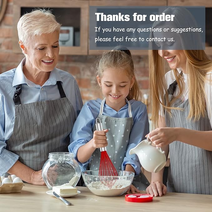 OYV Red Silicone Whisk Set of 3, 8/10/12 Inch, for Cooking Non-Scratch