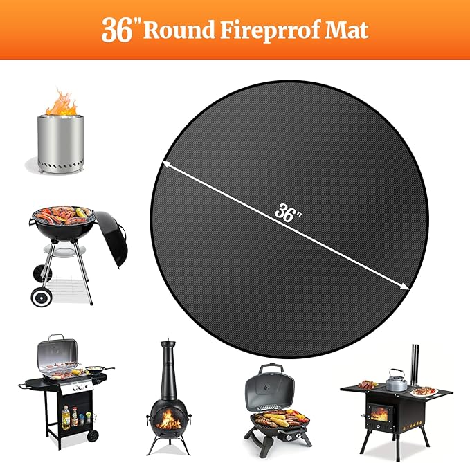 Youlvy 36" Round Fire Pit Mat for Solo Stove Bonfire & Under Grill Mat
