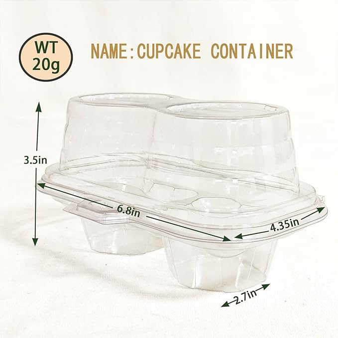 LSGENGXCY 60pc Disposable 2 Cavity Muffin Container,Cupcake Carton With Lid