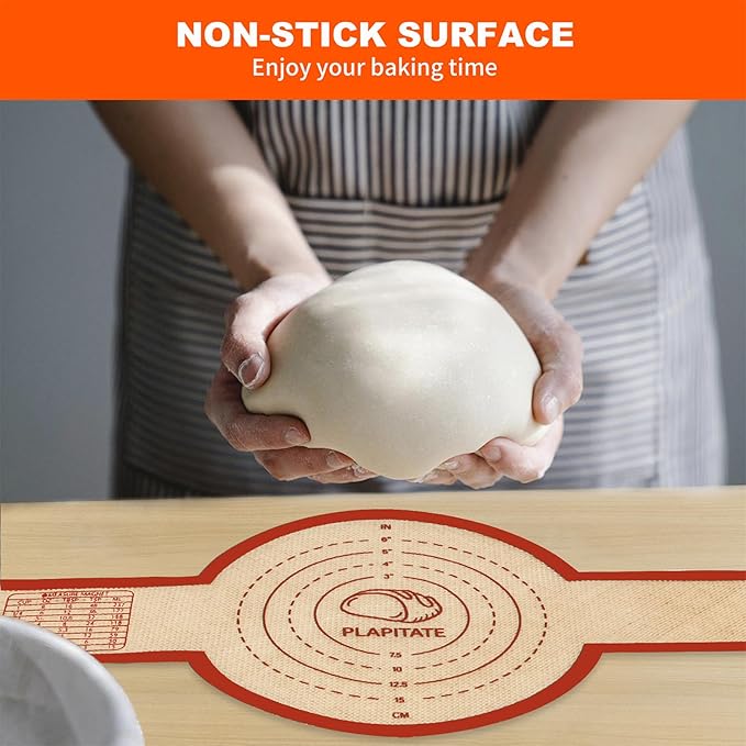 PLAPITATE Silicone Bread Sling for Dutch Oven Liner, 2 Pack Non-Stick, Easy Clean Reusable Silicone Baking Mat with Long Handles, Easy to Transfer Sourdough Bread, Red