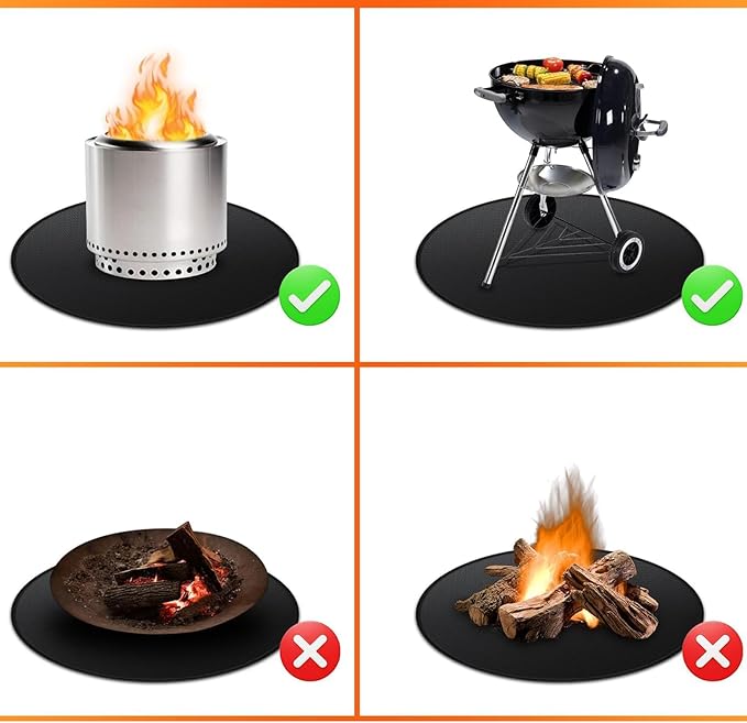 Youlvy 36" Round Fire Pit Mat for Solo Stove Bonfire & Under Grill Mat