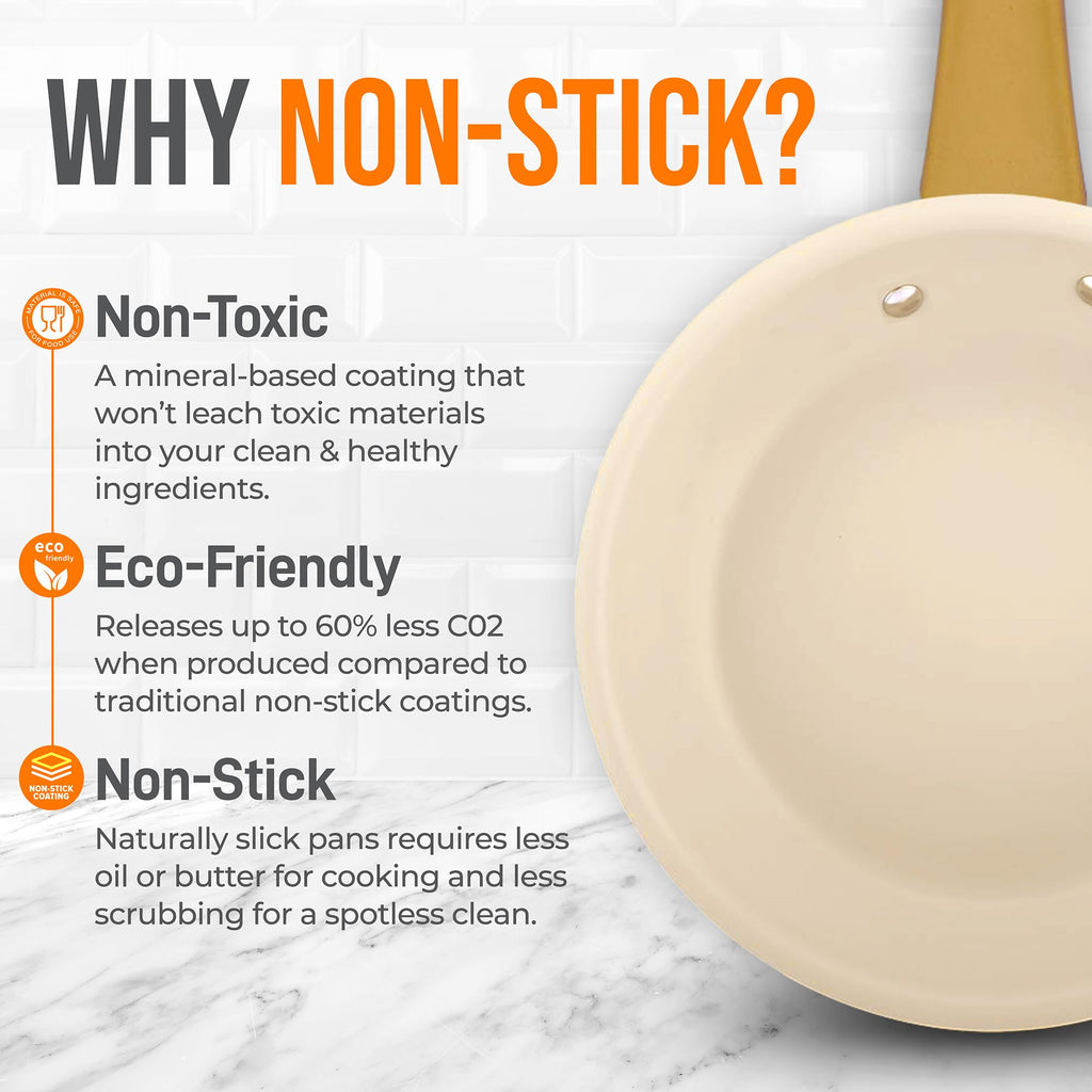 NutriChef 10 Inch Ceramic Coated Frying Pan - Non Stick Skillets with Titanium Handle, Durable Ceramic Omelette Pan, Easy to Clean, PFOA Free