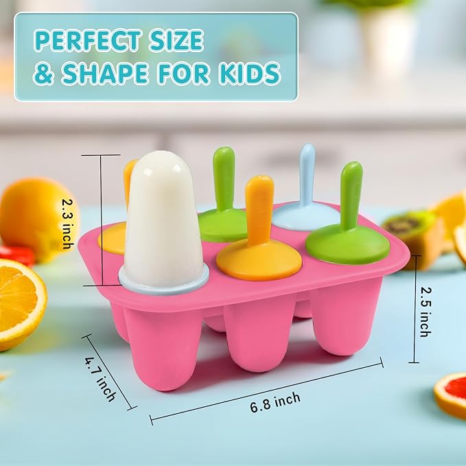 Silicone Popsicle Molds for Toddlers, 6-Cavity Mini Popsicle Molds