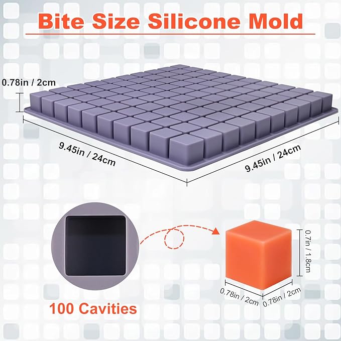 Square Chocolate Mold, 100 Cavities Mini Square Candy Molds