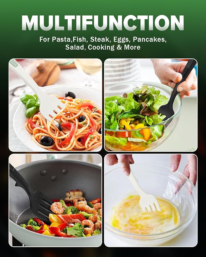 Silicone Flexible Fork, 11.6 Inch Heat Resistant Cooking Fork (BW)