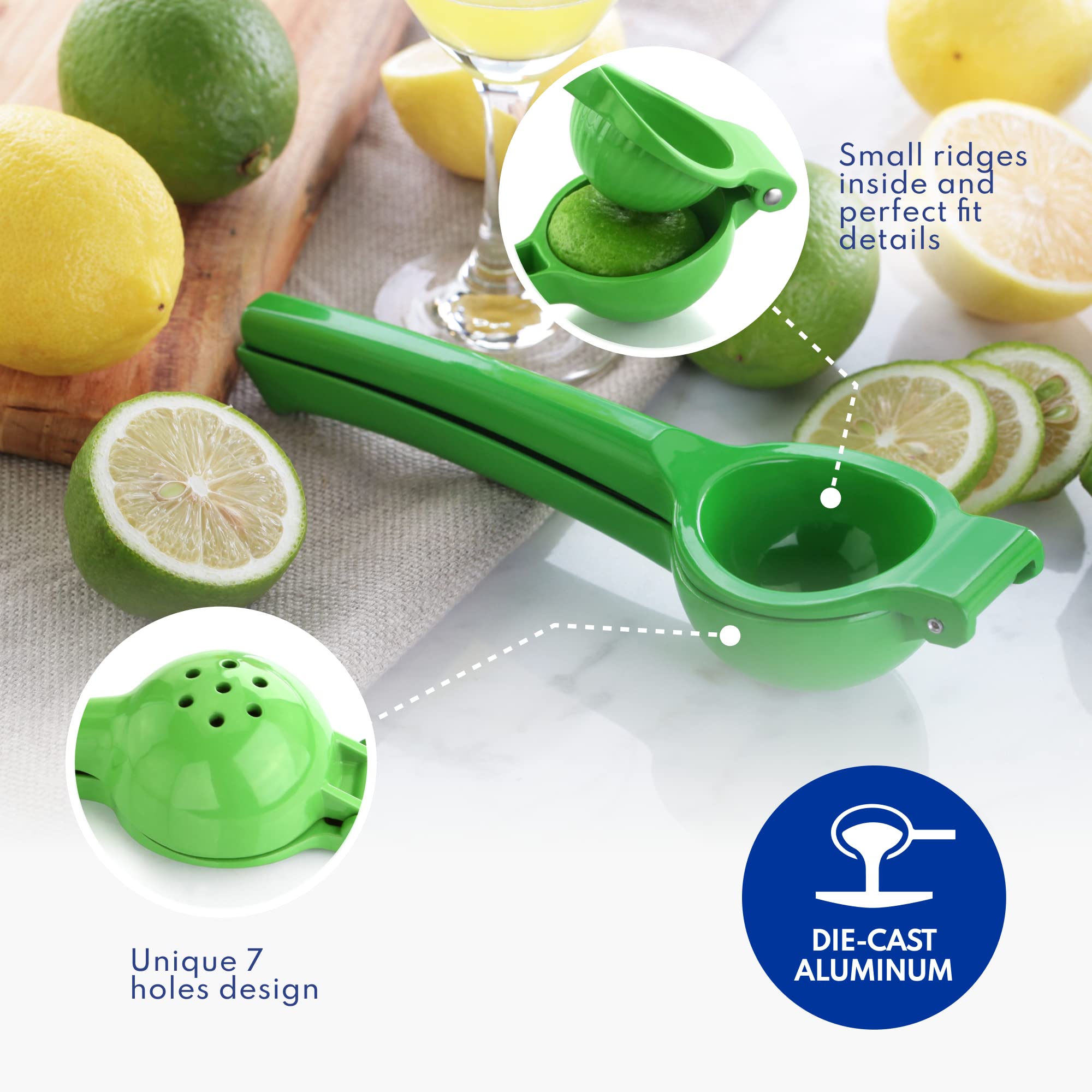 New Star Foodservice Lime Squeezer, Commercial Restaurant Grade Enameled Aluminum Citrus Press, Manual Hand Juicer for Limes, Lemons, and Small Citrus, Green