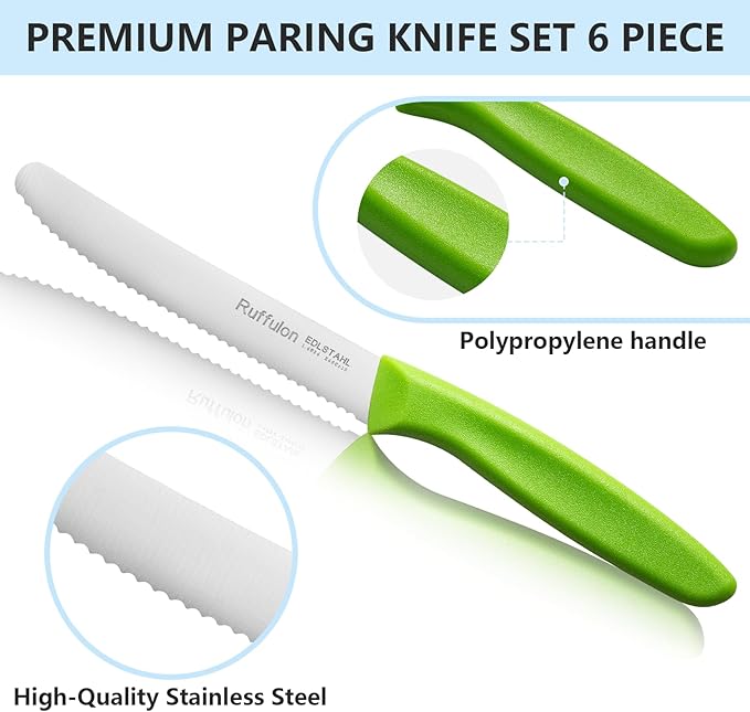 Vegetable and Fruit Knives set,Sharp Serrated Paring Knife,Ergonomic Handle