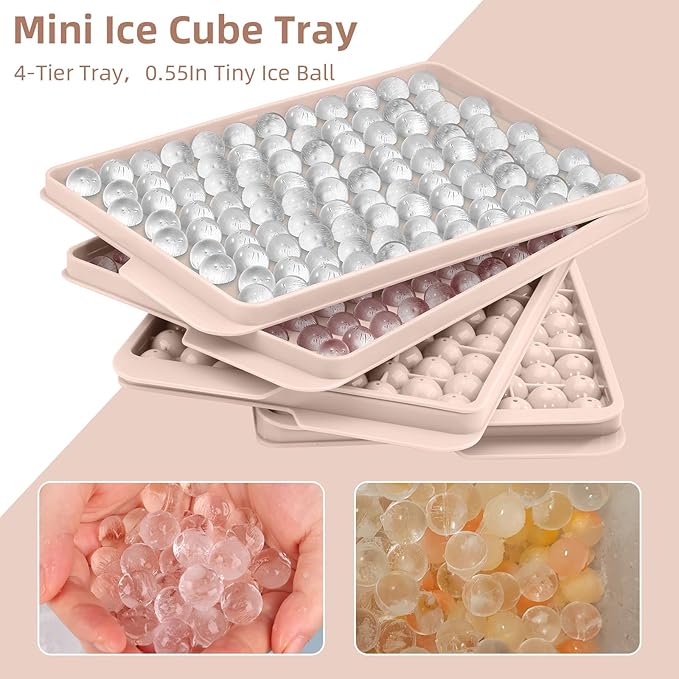WIBIMEN Mini Ice Cube Trays for Freezer with Lid, 0.55" Pebble Ice