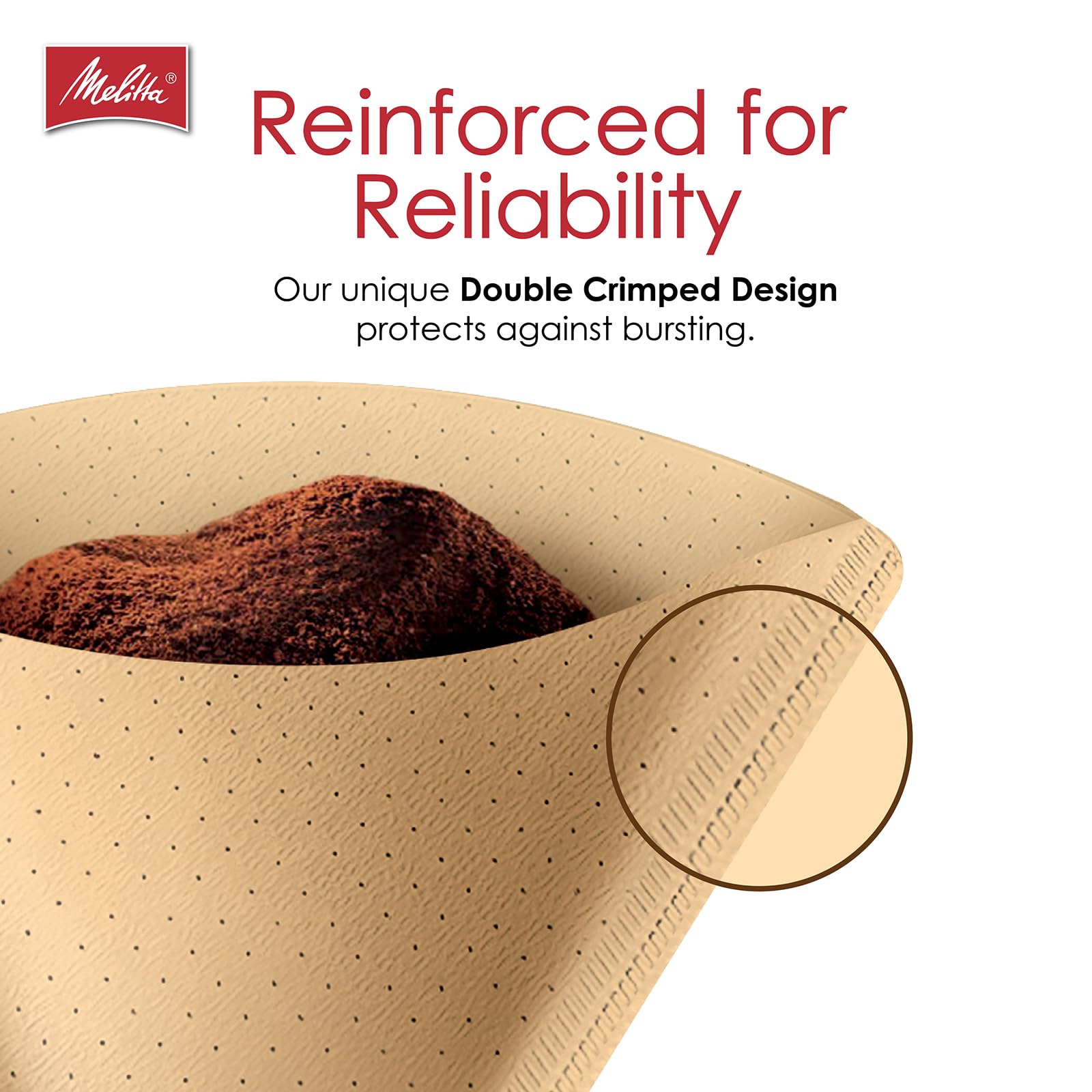 Melitta #4 Unbleached Coffee Filters, Premium, Natural Brown, Flavor Enhancing Coffee Filters for 8-12 Cup Coffee Makers, Kosher Certified, Compostable, 100 Count (Pack of 6)