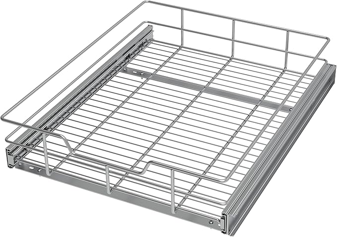 Pull Out Cabinet Organizer 18" W X 17" D, Chromed, Full Slide Out Drawers