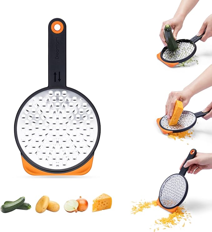 Dreamfarm Ograte Double Sided Cheese Grater - 6mm Coarse Grating, Orange