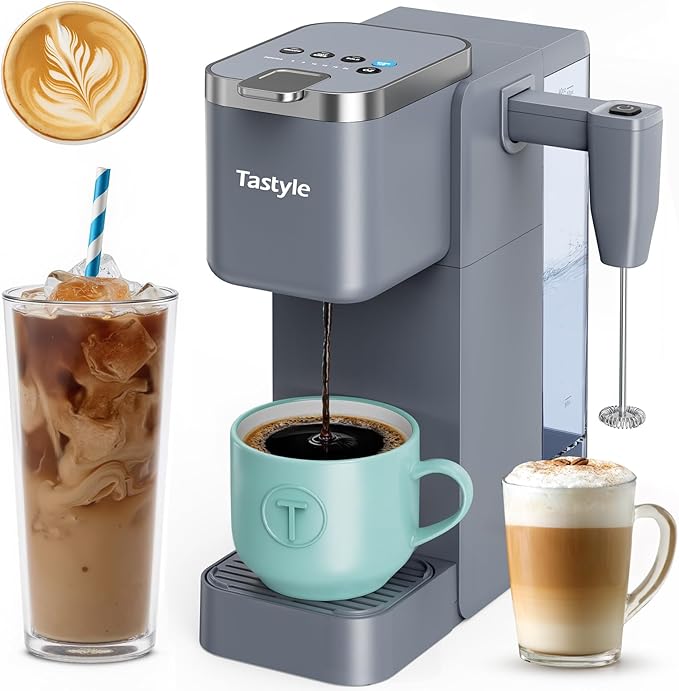 Tastyle Single Serve Coffee Maker with Built-in Detachable Milk Frother