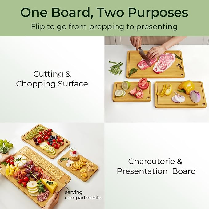 Keechee Bamboo Cutting Board, Cutting Board for Kitchen with Handles