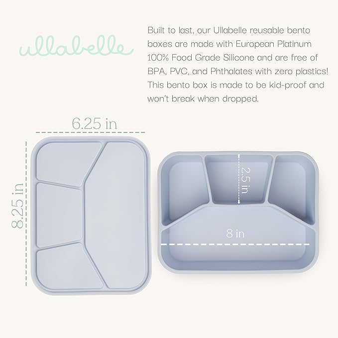 Leak Proof Square Bento Box Food-Grade Silicone Bento, BPA, Phthalate, Lead, & PVC Free - Bento Lunch Box for Daycare, Kids, & Adults - Leak Resistant Sets With Lids Snack Box Container (Beige)