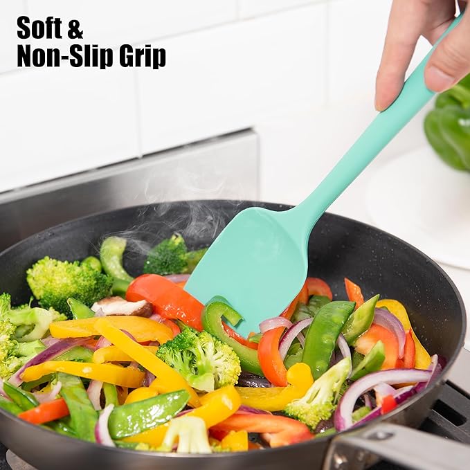 Doosu 600°F High Heat Silicone Spoon Spatula for Cooking (Aqua Sky, 11.4in)
